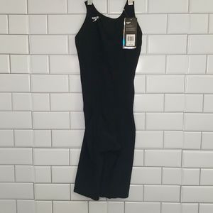 Speedo Power Plus Prime Kneeskin Swimsuit Black Size 26 NWT